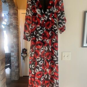 Sassy Lips Red and Black Kisses Stylish and Edgy Dress (with shorts)